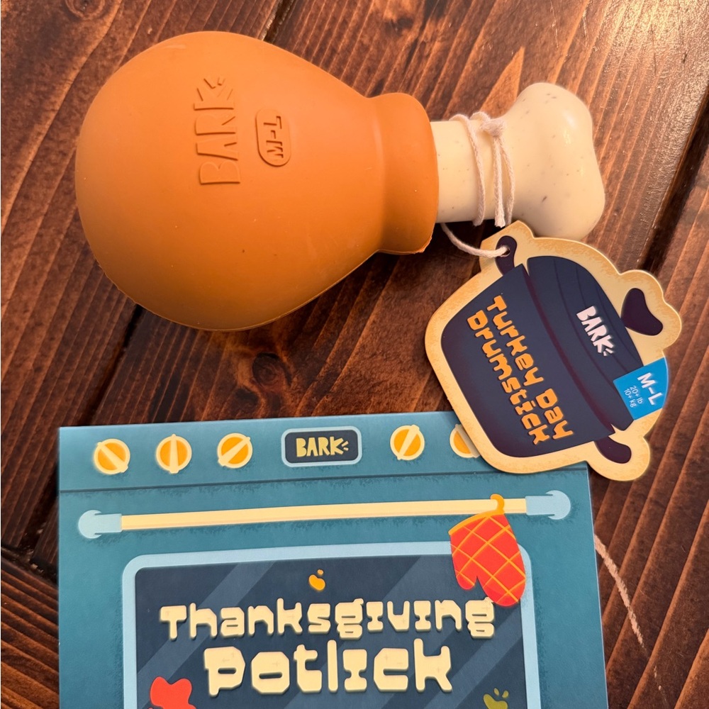 Bark Thanksgiving Potlick Drumstick Toy - Orange and Cream